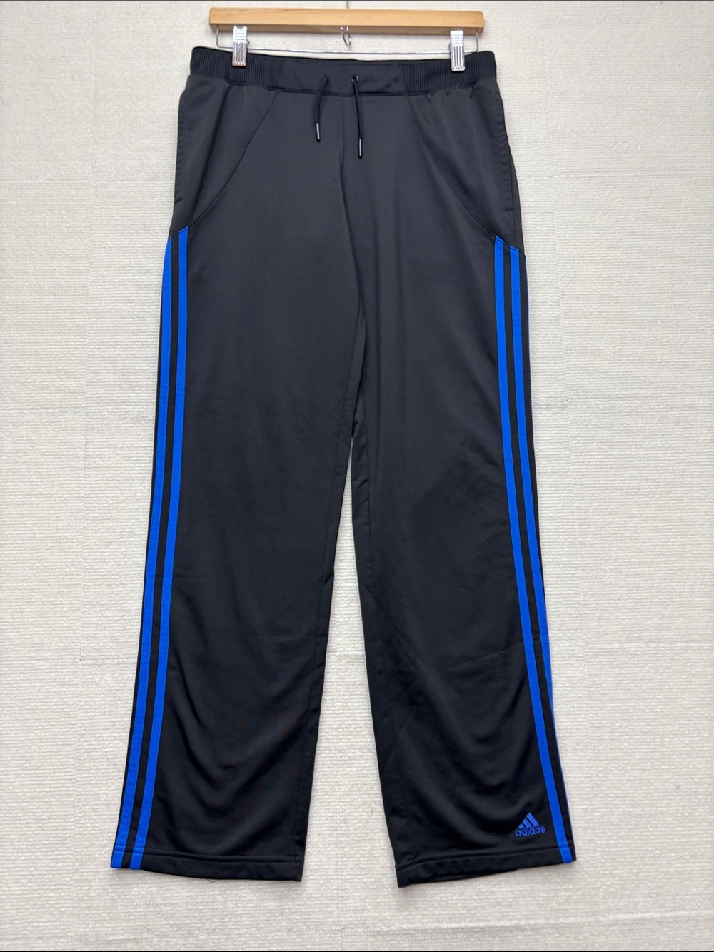 adidas | small Black pants with Blue Side Stripes
